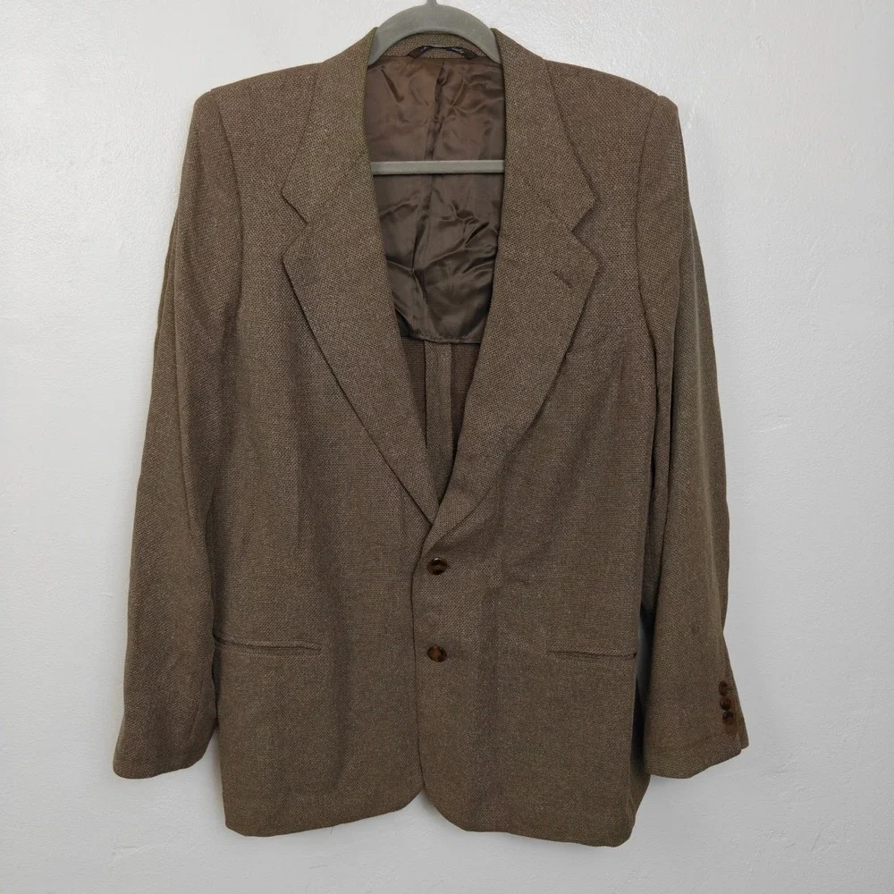 Canali Mens Blazer 50 40 US Brown Silk Wool Two Button Textured Italian Luxury